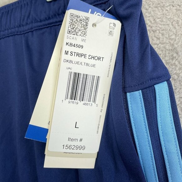 NEW Adidas Aeroready Men's Size L Stripe Shorts Dark Blue & Light Blue Polyester - Picture 5 of 8